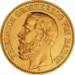 10 Mark Kaiserreich 1872-1873 Baden Friedrich I Jaeger 183