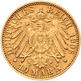 10 Mark Kaiserreich Baden 1902-1907 Friedrich I Jaeger 190