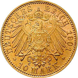 10 Mark Kaiserreich 1901 Mecklenburg Schwerin Jaeger 233 Friedrich Franz
