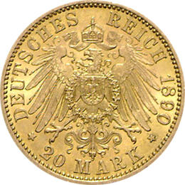 20 Mark Kaiserreich 1890-1913 Preussen Wilhelm Jaeger 252