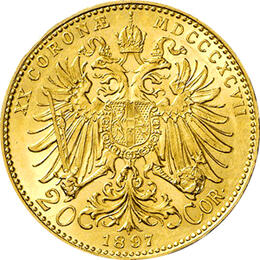 20 Kronen Österreich Goldmünze Franz Joseph mit Kranz