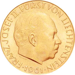 50 Franken Liechtenstein Goldmünze Fürst Franz Joesef II 1961