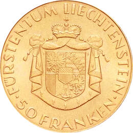 50 Franken Liechtenstein Goldmünze Fürst Franz Joesef II 1961