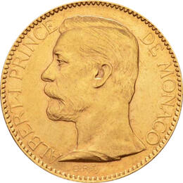 100 Francs Monaco Goldmünze Fürst Albert 1889-1921