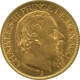 100 Francs Monaco Goldmünze Fürst Charles III 1856-1889