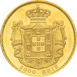 Portugal 5000 Reis Goldmünze Ludwig I 1861-1889