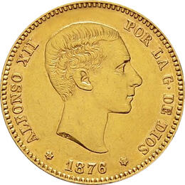 Spanien 25 Pesetas Goldmünze Alfonso XII 1874-1885