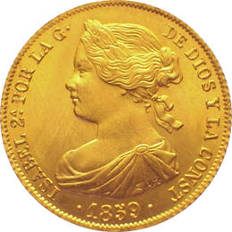 Spanien 100 Reales Goldmünze Isabel II 1833-1868