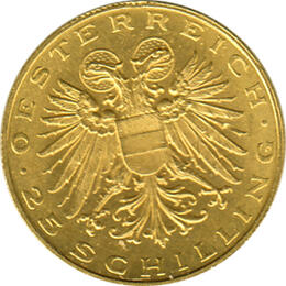 Österreich 1935 Leopold 25 Schilling Goldmünze