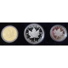 Kanada Maple Leaf Proof Set 1989 im Etui Gold Silber Platin