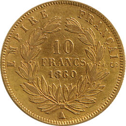 10 Franc Napoleon III ohne Kranz Goldmünze 