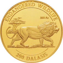 African Goldmünze Gambia Löwe 1 Unze 1996