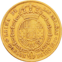 Spanien 100 Reales Dublone Goldmünze Isabel II 1850