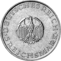 Jaeger 336 Weimarer Republik 5 Reichsmark Gotthold Lessing 1929