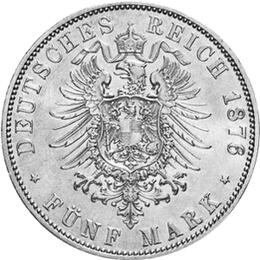 Jaeger 62 Hamburg 5 Mark Wappen 1875-1888