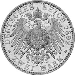 Jaeger 117 Reuss Linie Greiz 2 Mark Regierungsjubiläum 1892