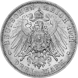Jaeger 177 Württemberg 3 Mark Silberhochzeit 1911