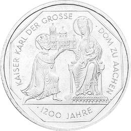 10 DM Silber Gedenkmünze Dom zu Aachen 2000