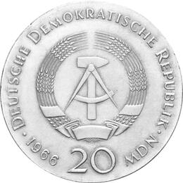 DDR 1966 20 Mark Silber Gedenkmünze Gottfried Wilhelm Leibniz