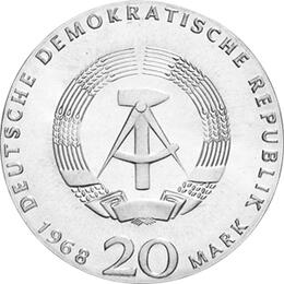 DDR 1968 20 Mark Silber Gedenkmünze Karl Marx