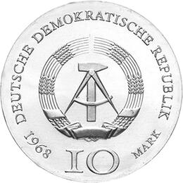 DDR 1968 10 Mark Silber Gedenkmünze Johann Gutenberg