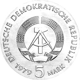 DDR 1979 5 Mark Gedenkmünze Albert Einstein