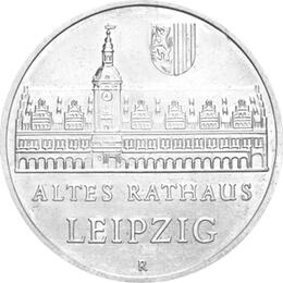 DDR 1984 5 Mark Gedenkmünze Rathaus Leipzig
