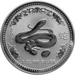 Lunar I Silbermünze Australien Schlange 1 Unzen 2001 Perth Mint