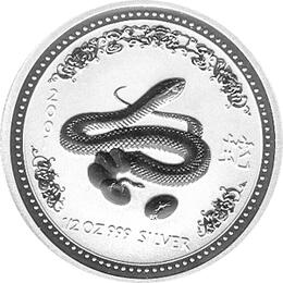 Lunar I Silbermünze Australien Schlange 1/2 Unzen 2001 Perth Mint