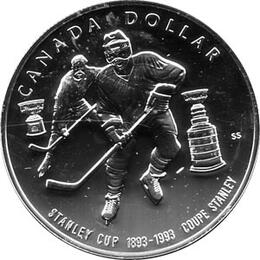 Canada Silber Gedenkmünze 1 Dollar Eishockey Stanley Cup 1993