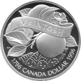 Canada Silber Gedenkmünze 1 Dollar Mcintosh Apfel 1996