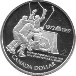 Canada Silber Gedenkmünze 1 Dollar Eishockey 1997