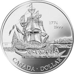 Canada Silber Gedenkmünze 1 Dollar Fregatte Santiago 1999