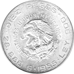 10 Pesos 1955 Mexico,