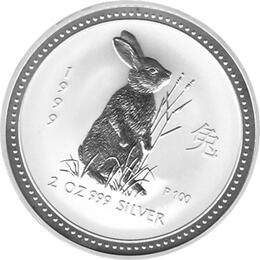 Lunar I Silbermünze Australien Hase 2 Unzen 1999 Perth Mint