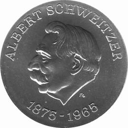 DDR Probe Aluminiumabschlag Albert Schweizer 1971