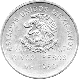 5 Pesos 1950 Mexico, Ferrocarril del Sureste