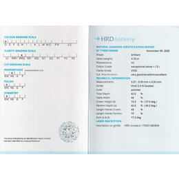 Diamant und Brillant 0,70 Carat mit Zertifikat HRD-170001389909