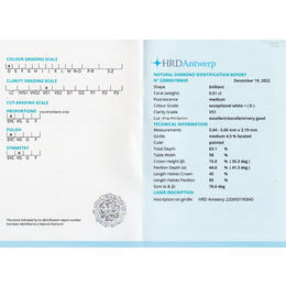 Diamant und Brillant 0,51 Carat mit Zertifikat HRD220000190845