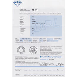 Diamant Brillant 0,46 Carat mit Zertifikat DPL-TZ698