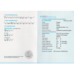 Diamant Brillant 0,6 Carat mit Zertifikat HRD-210000025590