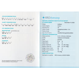 Diamant und Brillant 0,53 Carat mit Zertifikat HRD-220000190850