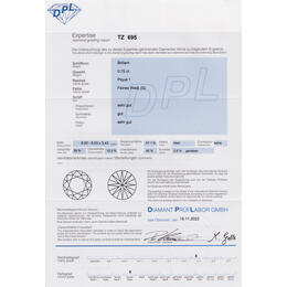 Diamant und Brillant 0,75 Carat mit Zertifikat DPL-TZ695