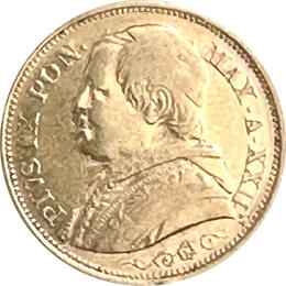 Vatikan 20 Lire Italien Pius IX 1867