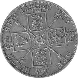 Großbritannien Doppel Florin 4 Schilling 1890 Victoria Krone