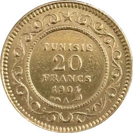 Tuesien 20 Francs Goldmünze Französisches Protektorat