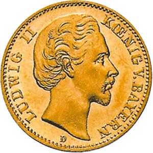 10 Mark Kaiserreich Bayern 1872-1873 Ludwig II Jaeger 193