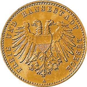 10 Mark Kaiserreich Lübeck 1901-1904 Stadtwappen Jaeger 227