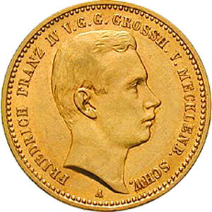 10 Mark Kaiserreich 1901 Mecklenburg Schwerin Jaeger 233 Friedrich Franz