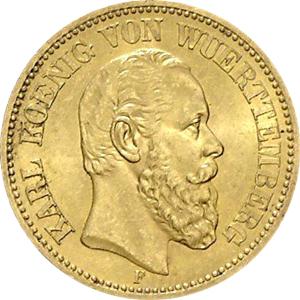 20 Mark Kaiserreich 1872-1873 Württemberg Karl Jaeger 290